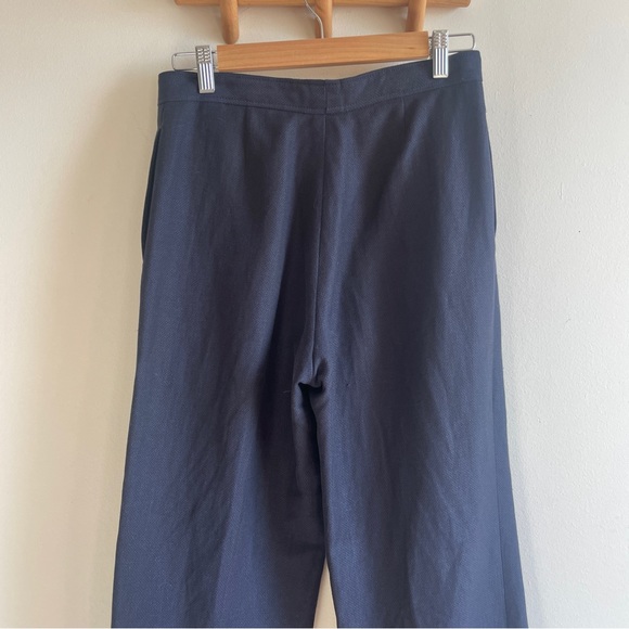APC linen cotton trousers wide leg pants sz FR 38 US 6 navy blue pleated A.P.C. - Picture 2 of 9
